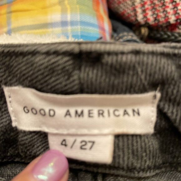 Good American Good Boy Boyfriend Black Jeans Split Ankle Raw Hem size 4 / 27 - Picture 5 of 7